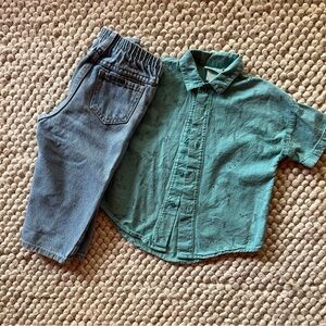 Vintage Oshkosh jeans and 80s barkcloth shirt.